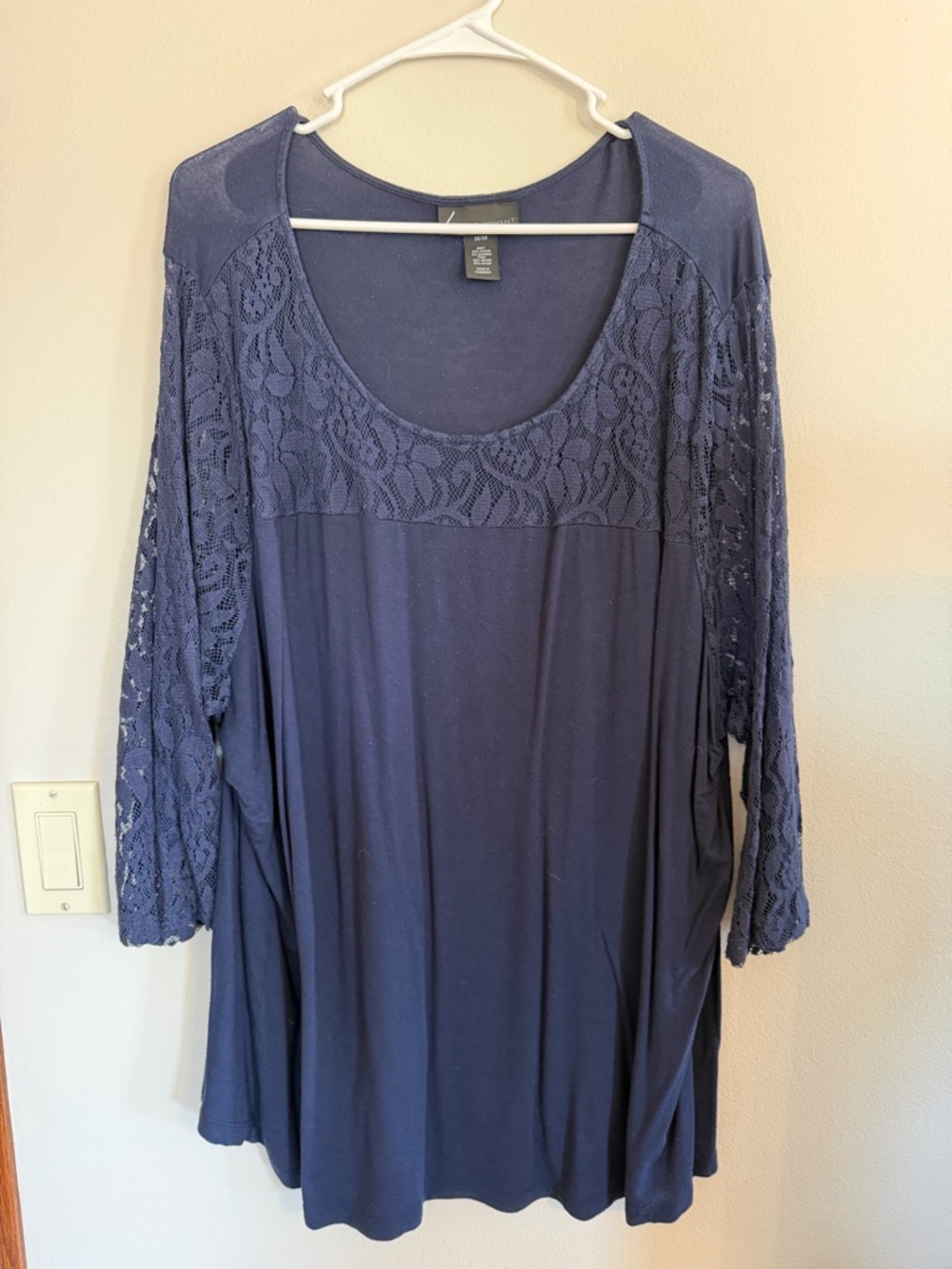 Lane Bryant Navy Blue Blouse with Scoop Neck
